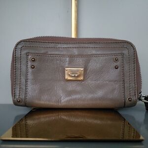 Chloe Leather Wallet with Gold Accents